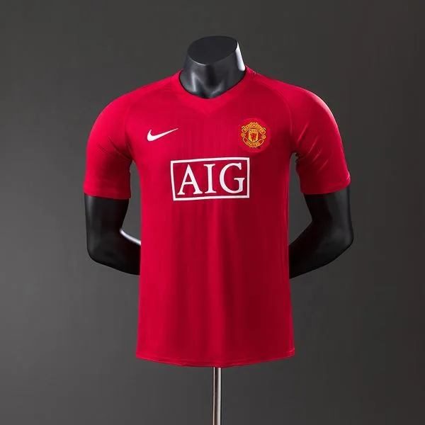 Camiseta de fútbol Manchester United 2007/08 LOCAL MANGA CORTA VERSION JUGADOR